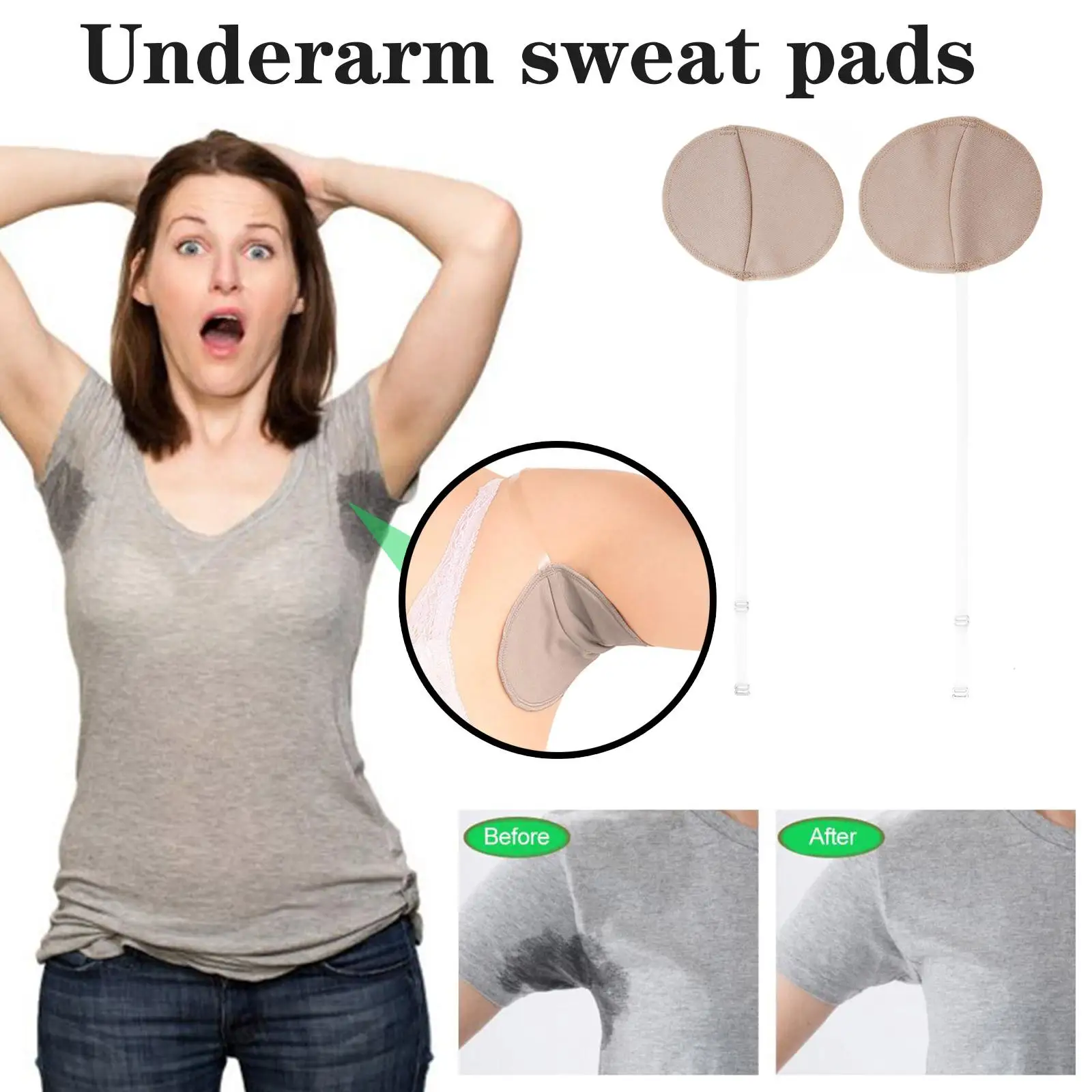 Underarm Sweat Pads Washable Armpit Sweat Absorbing Dress Sweat Guards Deodorant Pads Shoulder Pad Absorbent Perspiration P3K9