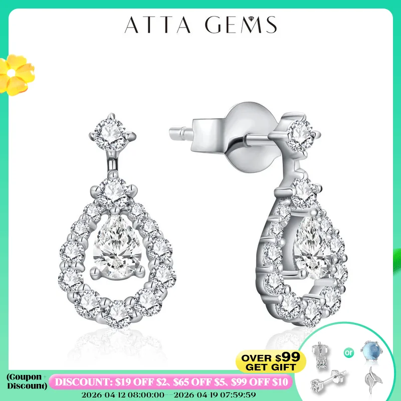 

ATTAGEMS Pear Cut 4*3mm Full Moissanite Stud Earrings for Women Sparkling Wedding Party Earring 925 Sterling Silver Fine Jewelry