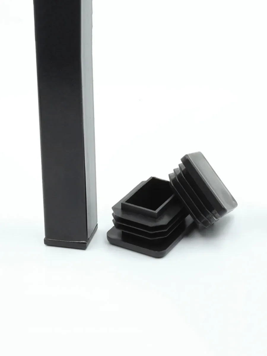 Bouchon de tuyau carré en plastique noir, embout d'obturation, coussinet de pied de chaise, couverture de pied de banc de table, coussinet de jambe antidérapant 10MM ~ 100MM