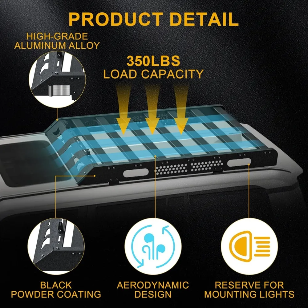 Roof Rack Cargo Platform Compatible with Toyota Land Cruiser LC250 2024 2025 Aluminum Rooftop Rack Platform Cargo Carrier Basket