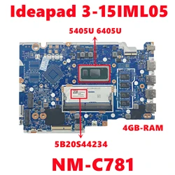 FRU:5B20S44234 For Lenovo Ideapad 3-15IML05 Laptop Motherboard GS452/GS552/GS752 NM-C781 With 5405U 6405U CPU 4GB-RAM 100% Test