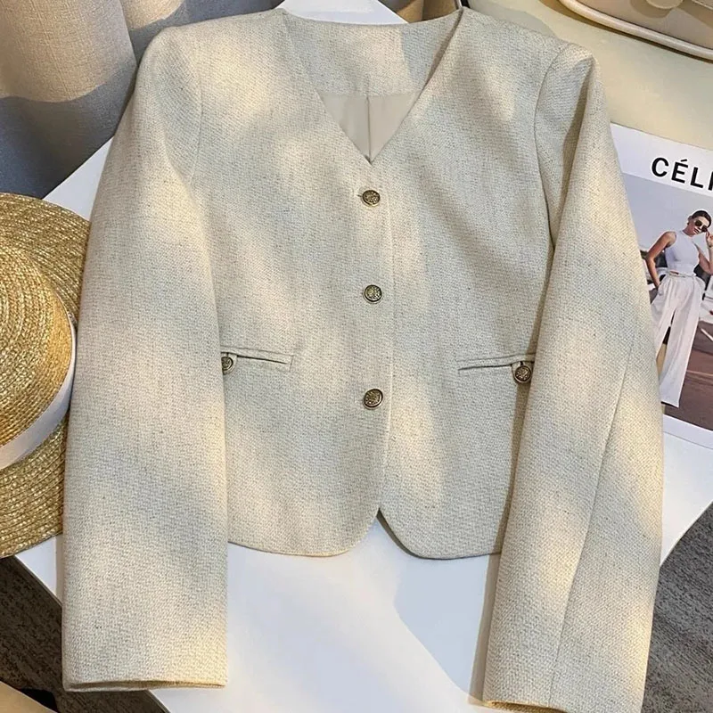 

Ladies Blazer Jacket 2026 Spring Autumn Comfortable Solid Color Women's Suit Coat Elegant Be All-match Lady Short Outerwear