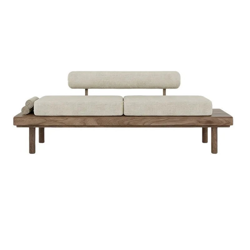 Factory Direct 2026 Retro small apartment living room fabric cafe restaurant negotiation card seat wabi sandy wind solid wood so