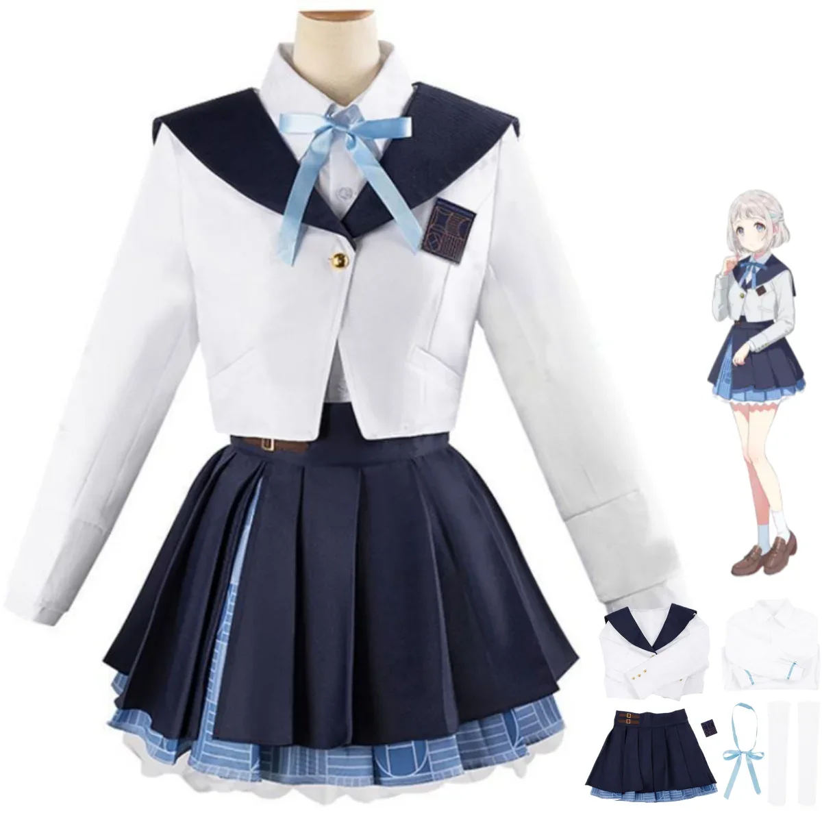 

Anime Game THE IDOLM@STER Katsuragi Lilja Cosplay Costume Japanese JK School Uniform Skirt Coat Woman Lovely Halloween Suit