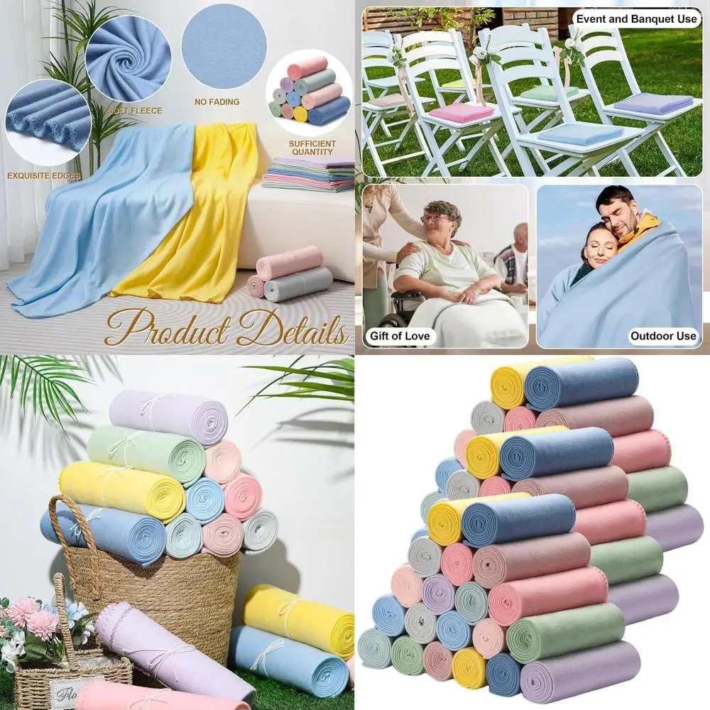 

60-Piece Pastel Fleece Blanket Set, 50x60 Inches, Lightweight Cozy Throws for Bed, Sofa, Cuddles, Ideal for Home, Office, Travel
