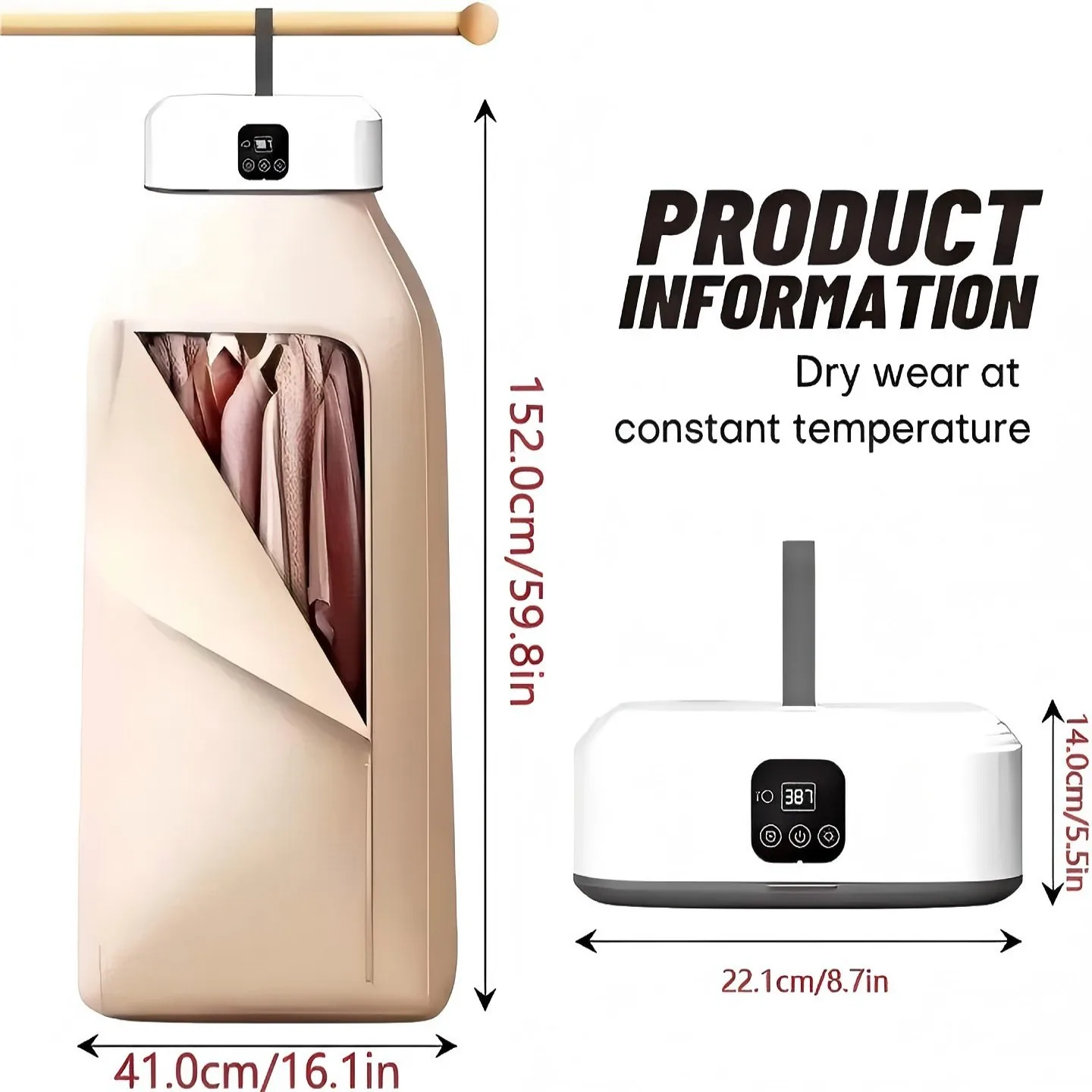 Sèche-linge électrique multifonctionnel, Portable, Compact et pliable, avec sac de séchage et réglage du temps