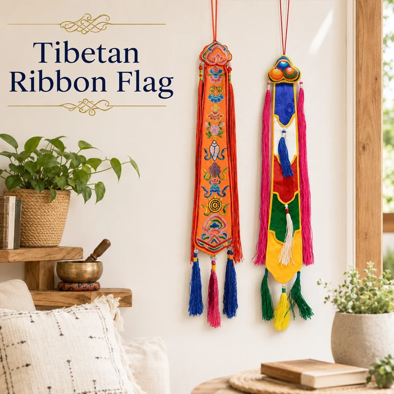 티베트 리본 깃발 네팔 수제 8개의 길조 부적 탬버린 - Embroidery Ribbon 리뷰 및 가격
