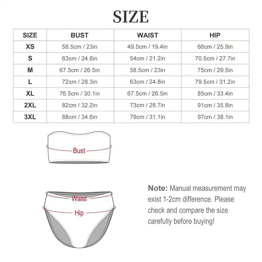 

Classic Strapless Bikini Set With Built-In Pads Triangle Swimsuit