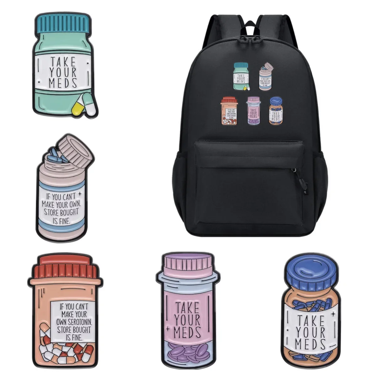 Funny Cartoon Medicine Bottle Decorative Brooches Clothes Nurse Letters Clothes Badges on Backpack Cute Pins Souvenir Wholesale