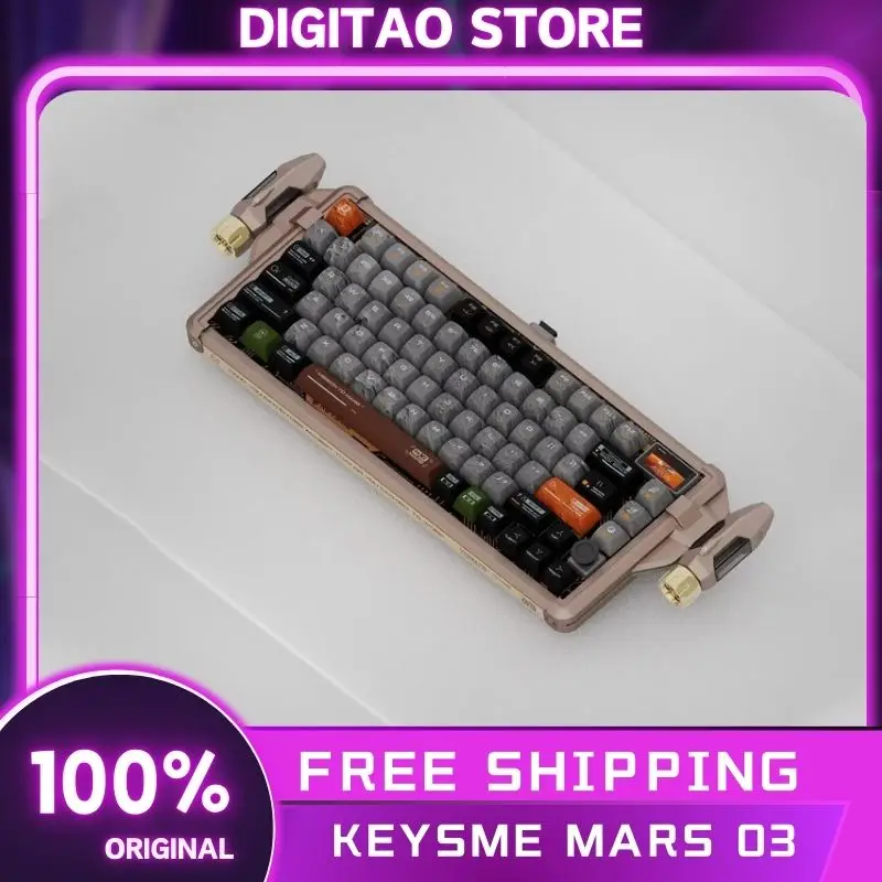 

Keysme Mars 03 Wireless Mechanical Keyboard Bluetooth Keyboards 3 Mode CNC Aluminum Alloy Gasket Rgb Light Custom Gamer Keyboard