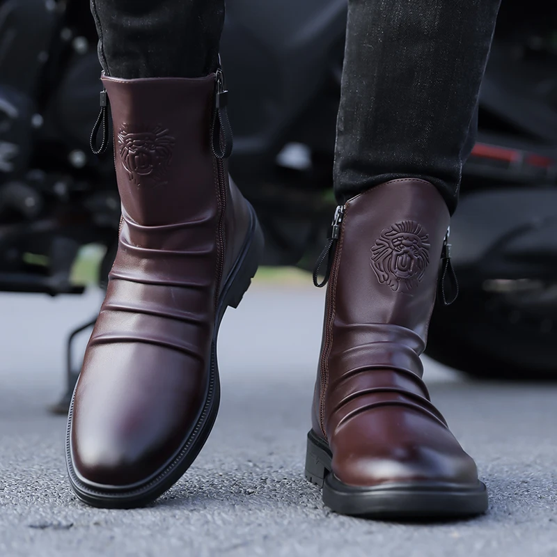 Men's Ankle Boots Motorcycle Riding Casual Unique Street Style Plus Size Versatile