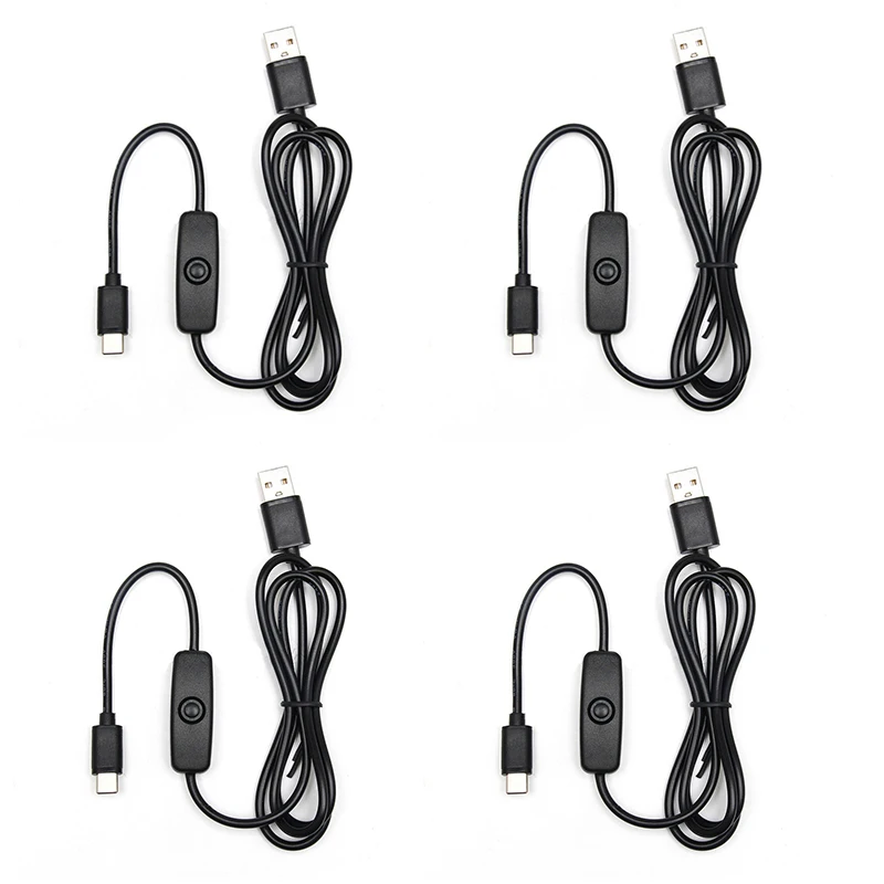

4PC Universal USB Type C 5V 3A Charging Cable For Raspberry Pi 4 Power Cable With ON/OFF Switch For RPI 4 Model B RPI 4B Compute