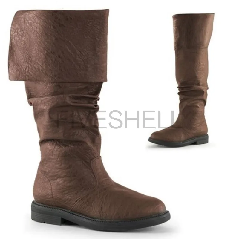 Homens cavaleiro medieval príncipe cosplay gótico retro punk botas de couro halloween carnaval palco festa adereços sapatos elfo bota vintage