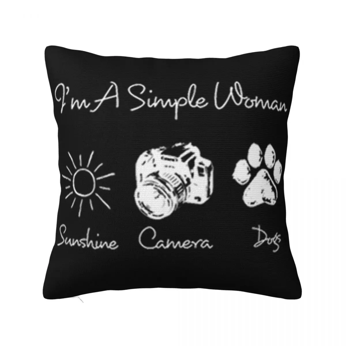 Im A Simple Woman Sunshine Camera Dogs Middle Aged Dj New Brand Spring Adult Geek Casual Fitness Western Style Pillow Case