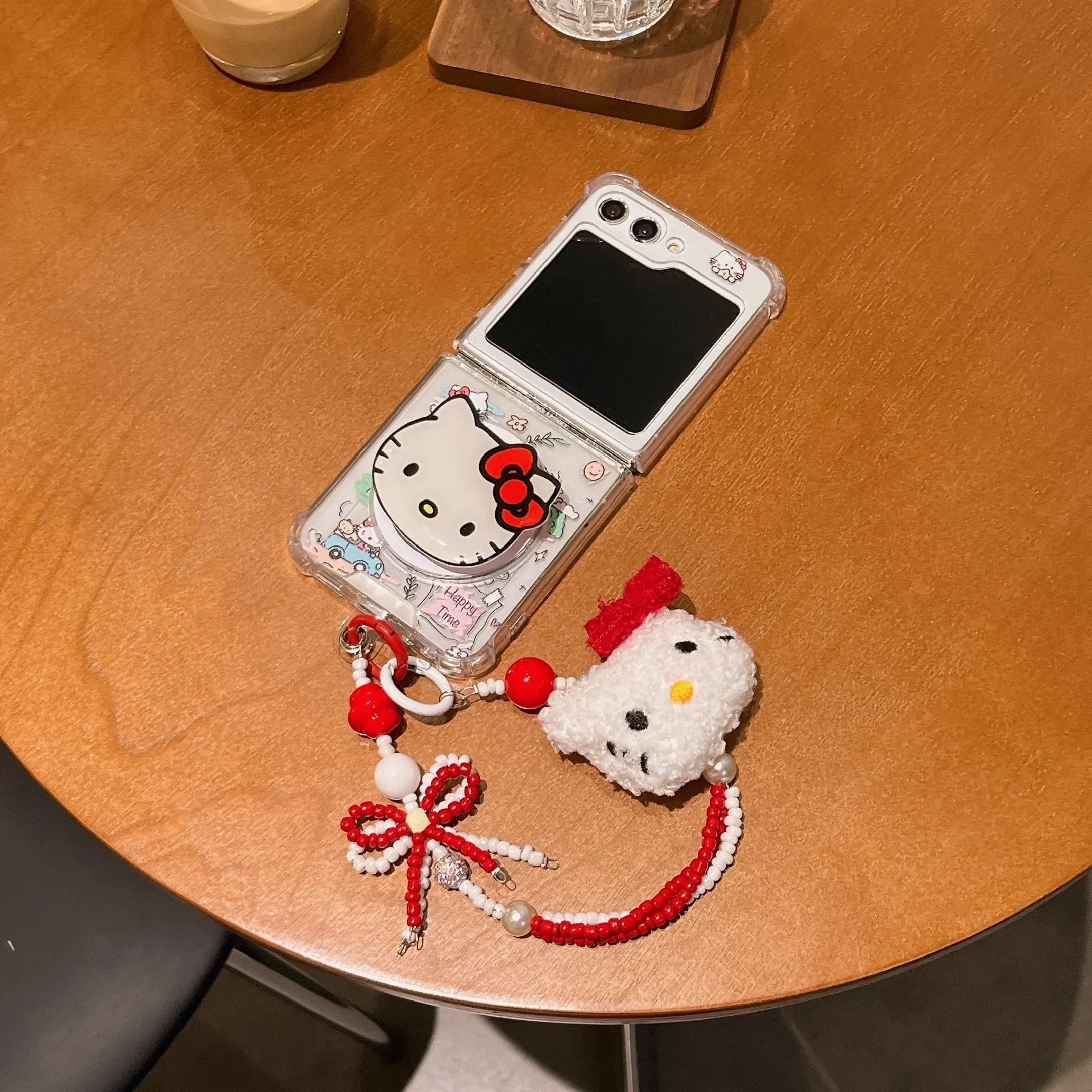 Cute Cartoon Sanrio Hello Kitty Melody Magnetic Mobile Phone Case Magnetic Bracket for Samsung Galaxy Z Flip6 5 4 3 Phone Case