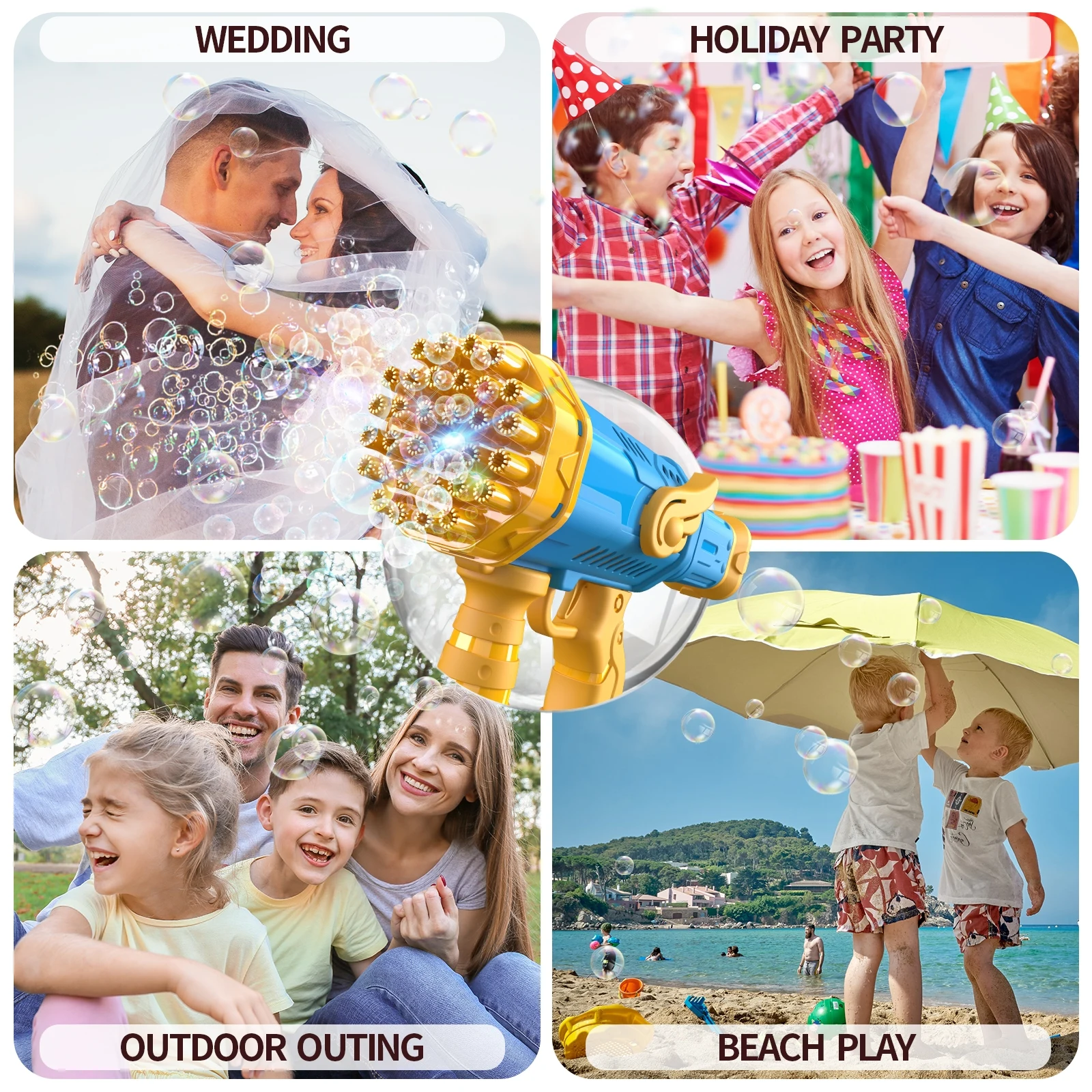 منفاخ فقاعات أوتوماتيكي 32 فتحة مسدس فقاعات الفضاء في الهواء الطلق ألعاب آلة الفقاعات للأطفال هدايا عيد الميلاد والهالوين