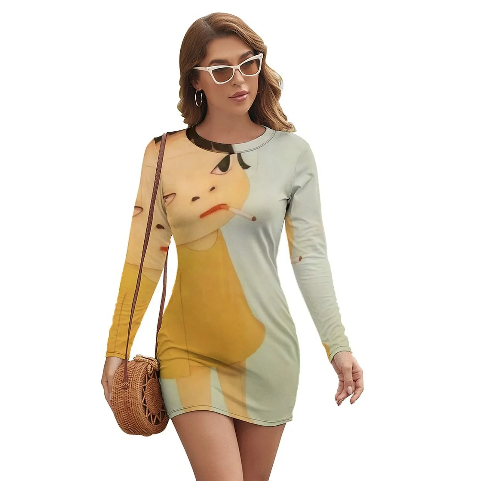 

Smoking Girl yoshimoto Nara cute baby girl painting Long-sleeved Dress ceremony dresses Woman fashion beach dress