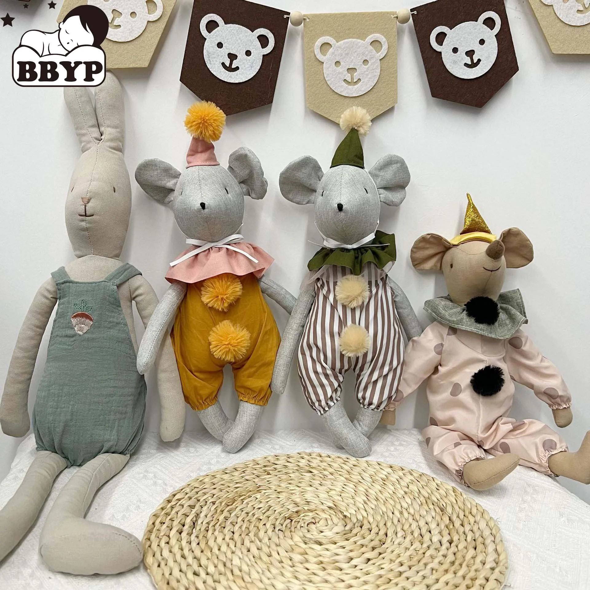 Cotton Mouse in Book Christmas New Year Gift Handmade Cartoon Mice Toy with Gift Box Cotton Sewing Doll