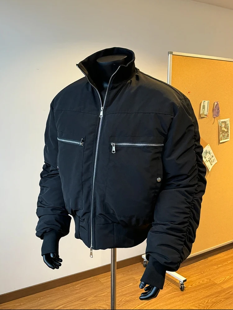 

American Sle ort Stand Collar Cotton Jaet Men's Winter Detroit Workwear Flight Coat Design Sense Baseball Cotton Clothes