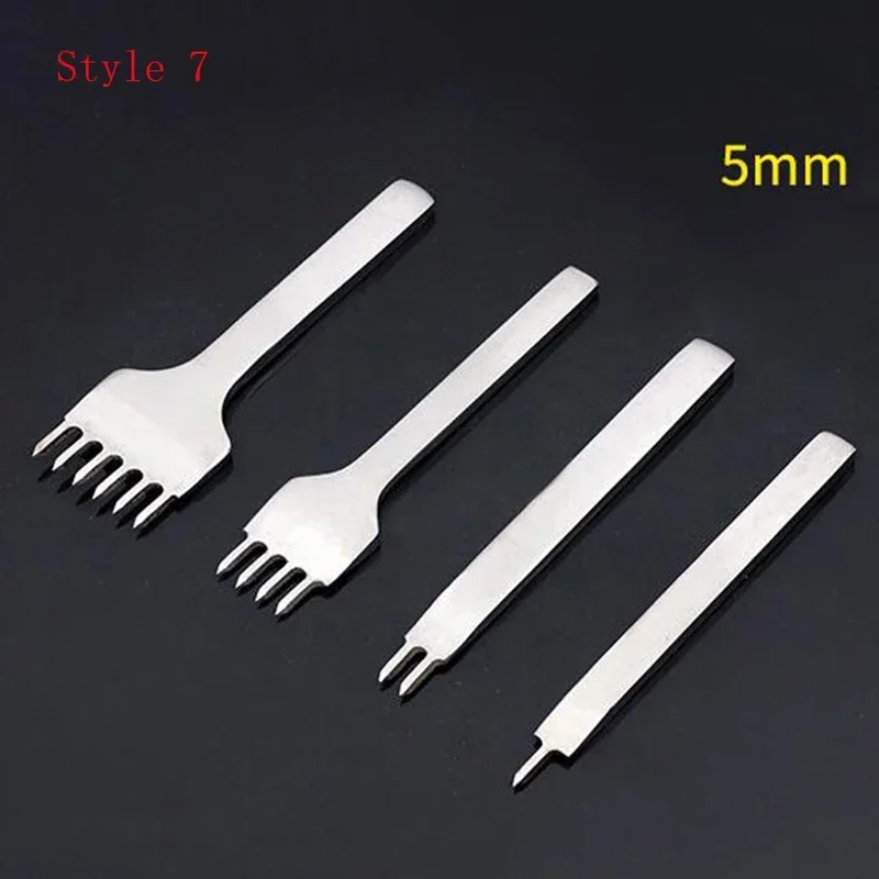 3/4/5/6Mm Afstand Punch Tool Voor Lederen Gat Ponsen Tool Vetersluiting Stiksels Naaien Diy leer Hobbygereedschappen 1/2/4/6 Prong