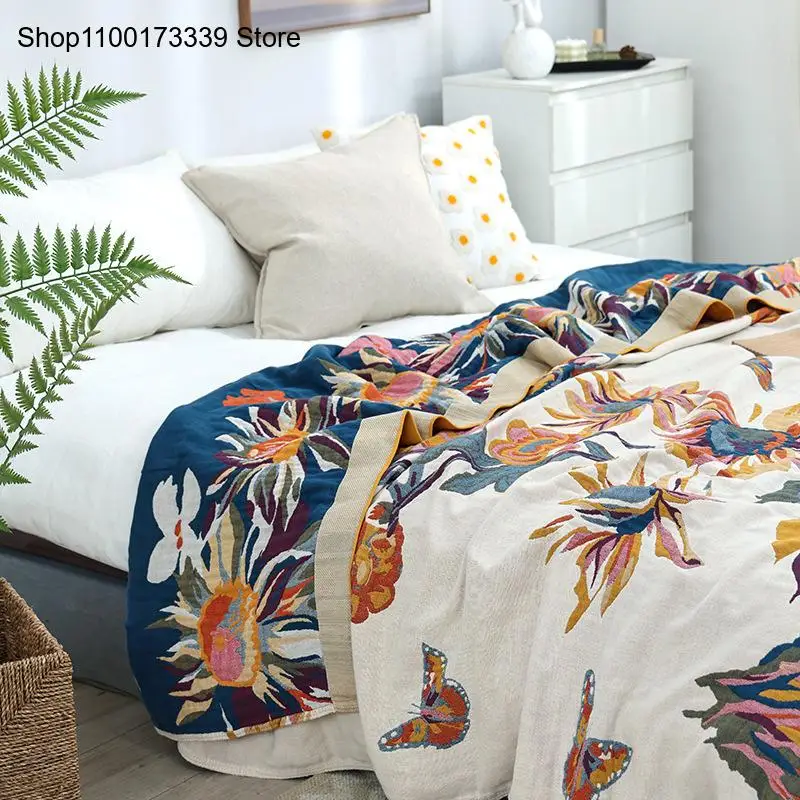 Cotton Multi-Layer Gauze Cotton Towel Blanket Single and Double Air-Conditioning Summer Cooling Cover Thin Blanket Bed Sheet
