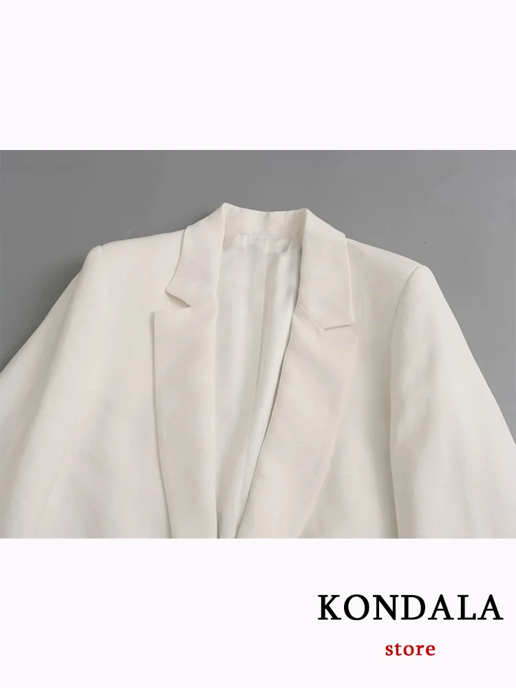 KONDALA Office Lady White Blazer Long Sleeve Single Button Pockets Loose Blazer New Fashion 2023 Autumn Oversized Jackets Coats