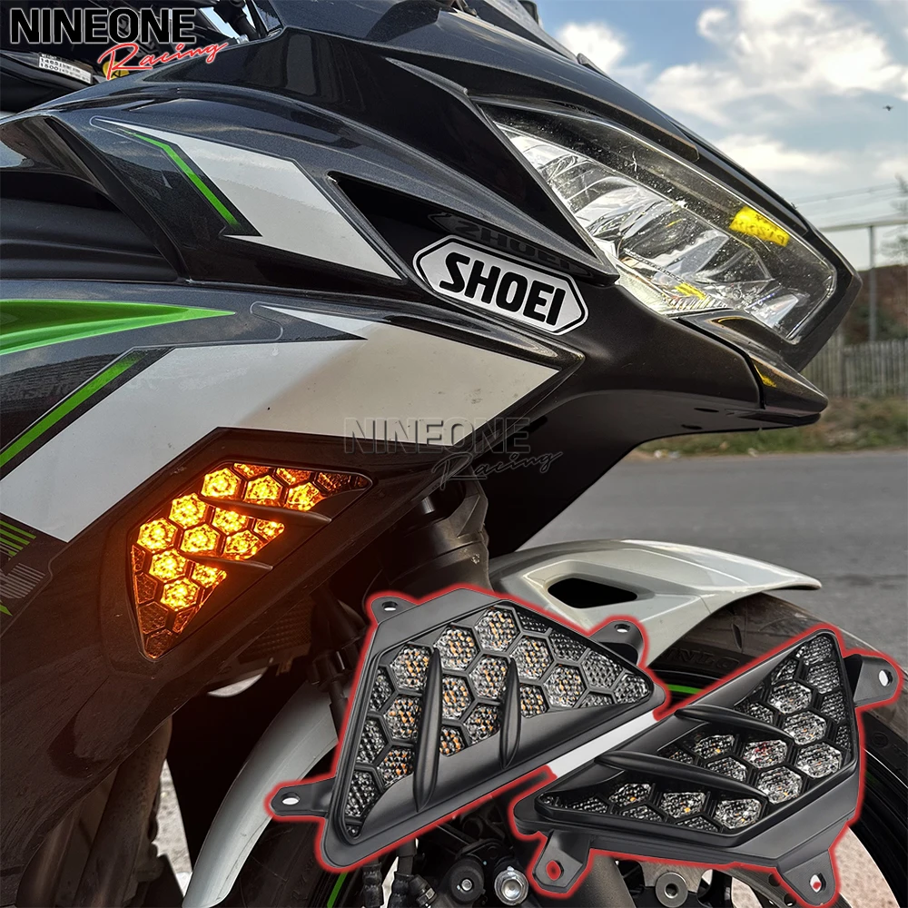 

For Kawasaki Ninja 400 250 300 650 1000 ZX 6R ZX 4R ZX25R LED Front Turn Signals Lamp Flashing Indicator Light ZX 4RR ER 6F