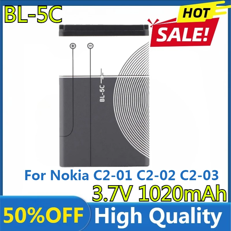 

New 1020mAh BL-5C Battery for Nokia C2-01 C2-02 C2-03 C2-06 X2-01 5130 XpressMusic 6230i 1100 1108 1110 1112 1116 1200 1208