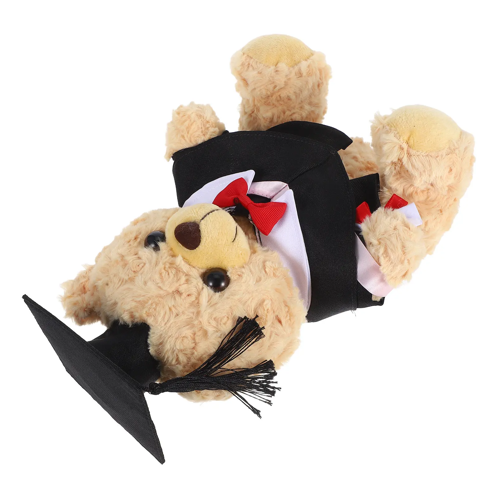 2025 Graduation Bear Stuffed Animal Doctoral Gown Cap Tassel Set Cute Soft Black Graduate Keepsake for Ceremony Gift