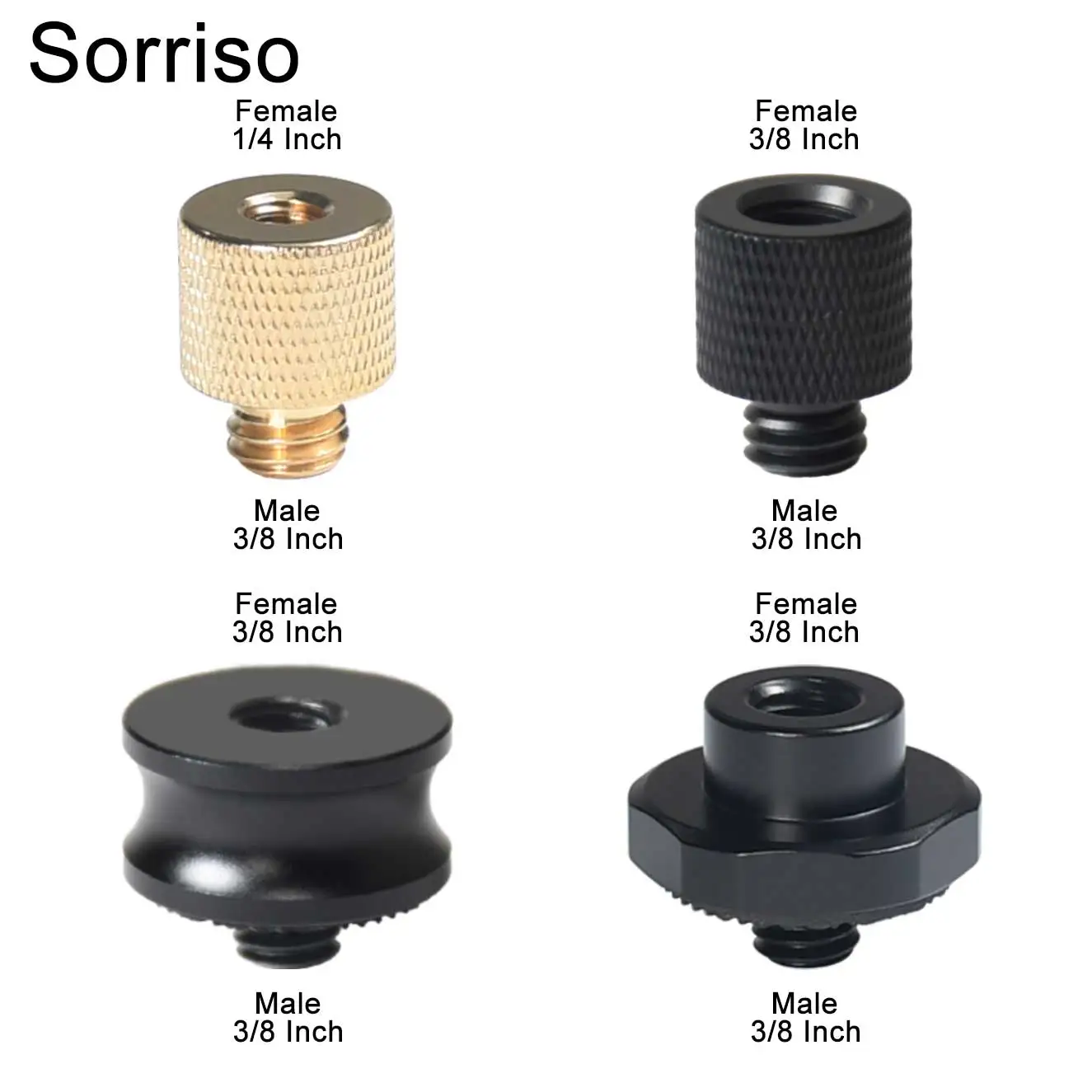 Sorriso 카메라 나사 어댑터, 라이브 플래시 브래킷용 삼각대 볼헤드, 3/8 인치에서 암 1/4 3/8, 5/8 인치 M4 M5 M6 M8 M10