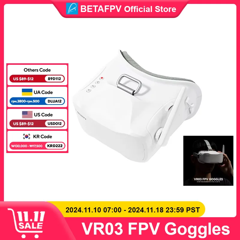 BETAFPV VR03 FPV Goggles 64GB Storage DVR Recording 48CH RC FPV Racing Drones