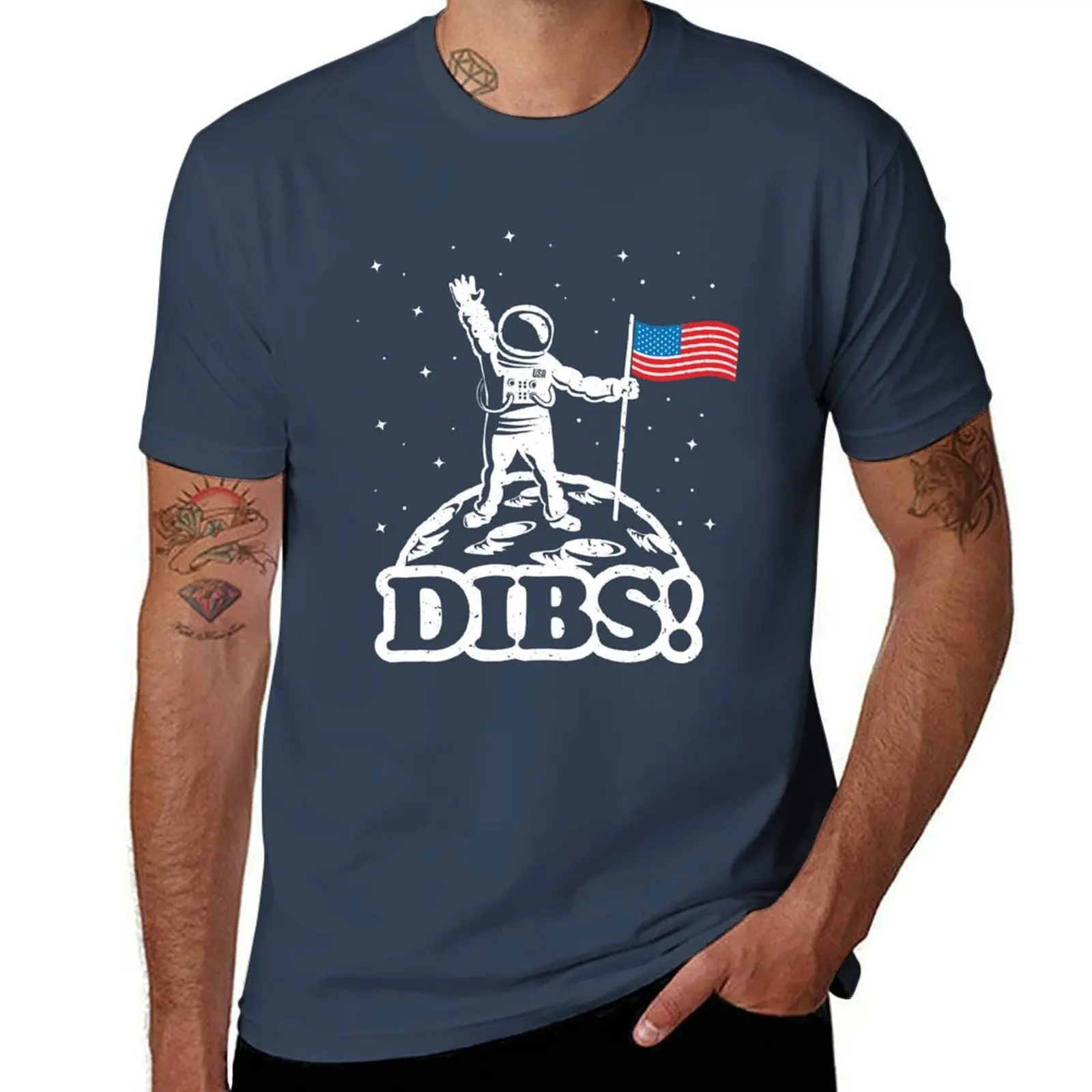 

Astronaut Dibs on Moon America T-Shirt t shirt personalised man t shirt cotton high quality T-Shirt
