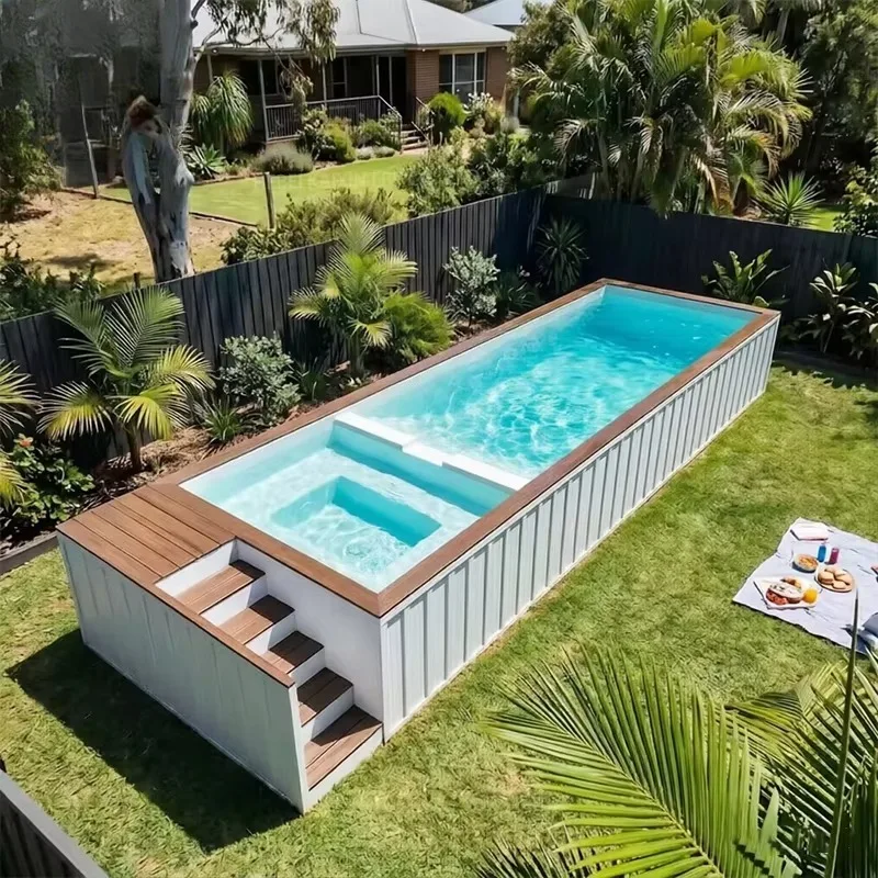 Large Capacity Shipping Container Swimming Pool Extended Custom Length Spacious Internal Space Outdoor Modular Pool Group Party