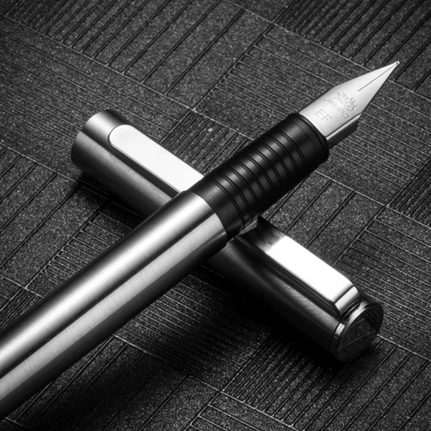 Jinhao 65 Fountain Pen Matte Black All Steel Barrel Extra Fine Nib Ink Pens for Writing Calligraphy F7108