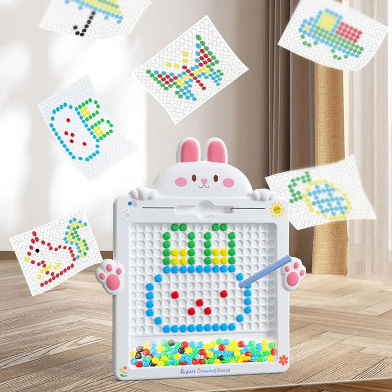 Magnetic Rabbit Shape Drawing Board With Colorful Beads For Toddlers 1-3 Early Education Drawing And Creation Toy Gift For Kids