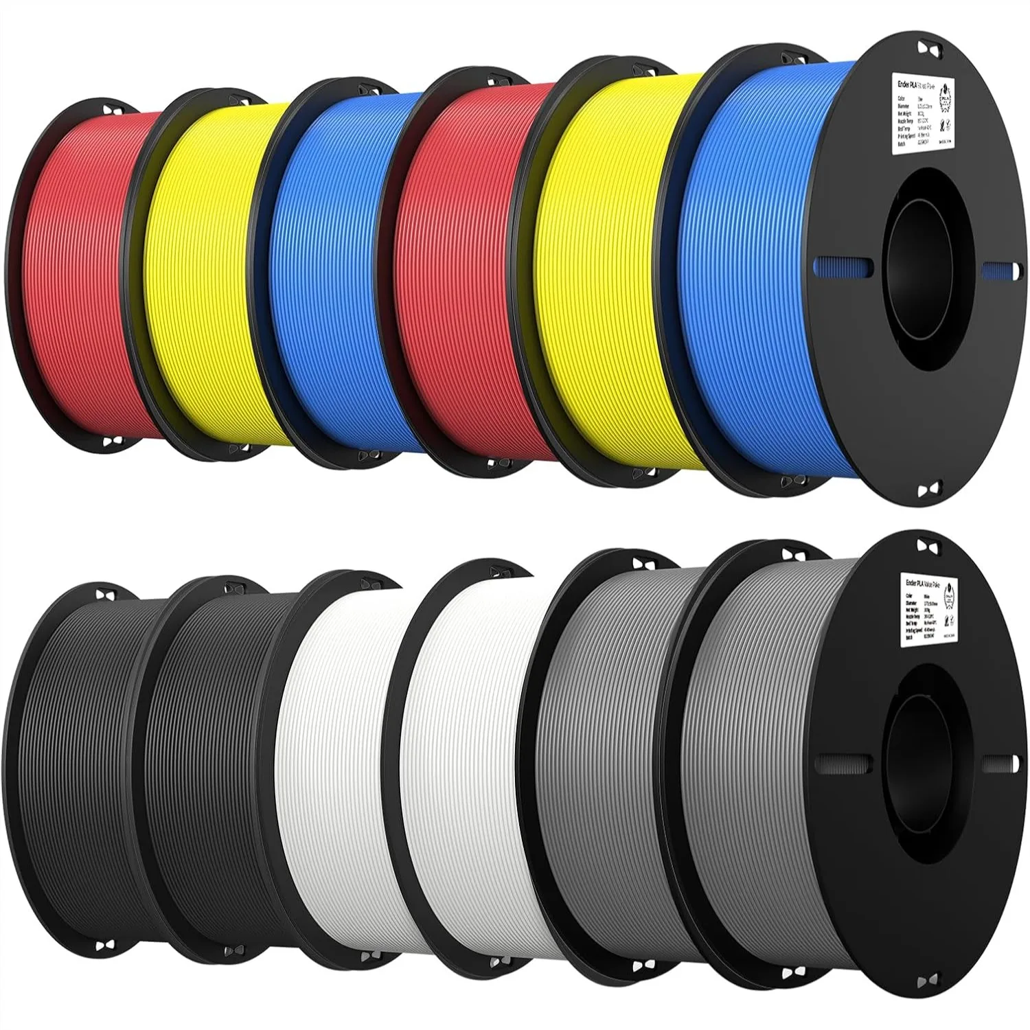 

PLA Filament Bundle 1.75mm 6-Pack for 3D Printer, No-Tangling Strong Bonding Overhang Performance, Accuracy +/-0.02mm, 6 Colors