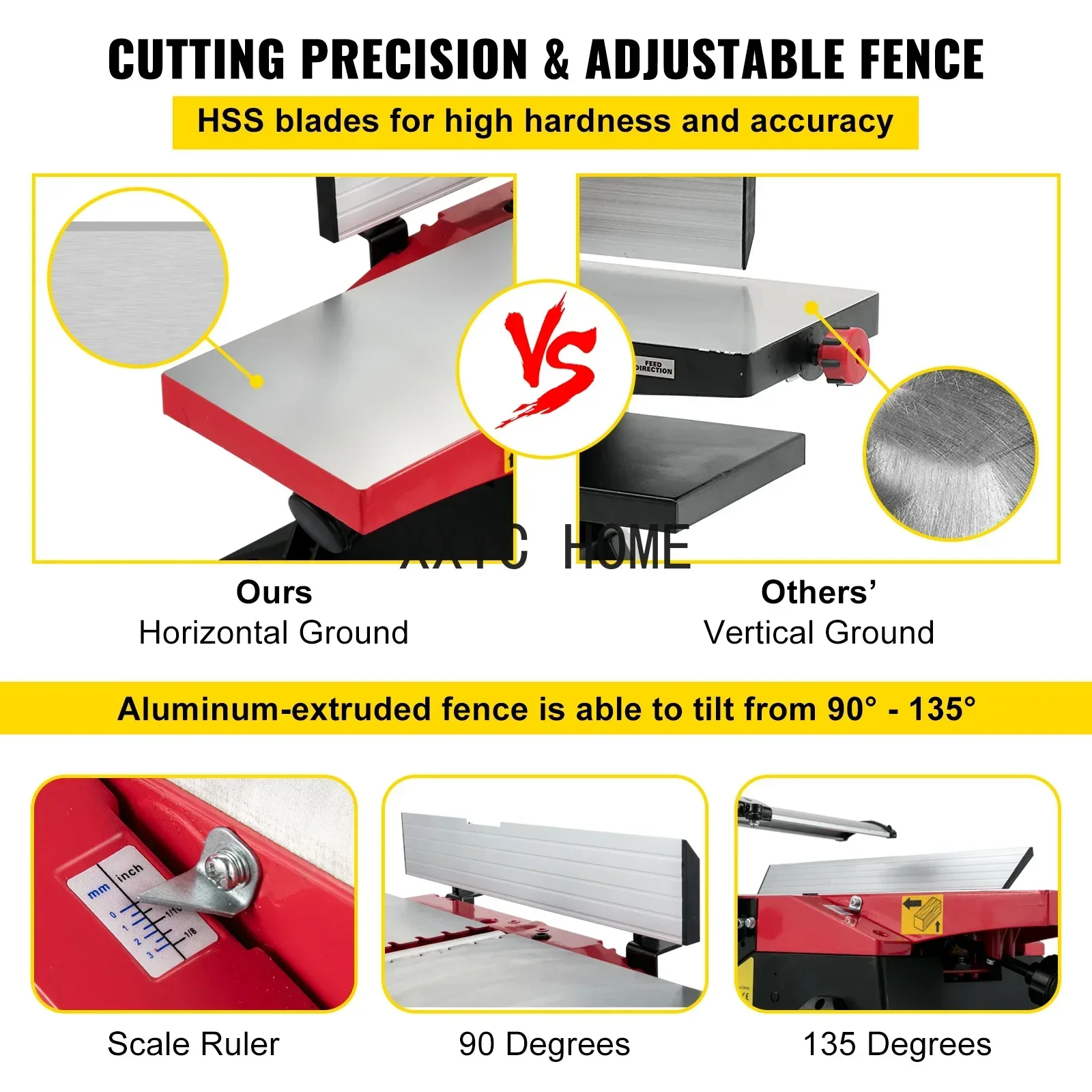 TAO Benchtop Jointer 6in 1650W Electric Wood Planner 12000rpm  8amp Copper Motor HSS Precise Blade with 2 Push Blocks