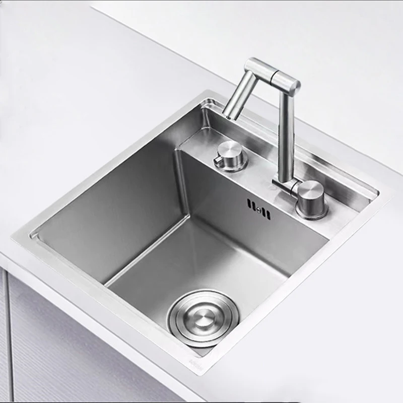 

Нано-скрытая кухонная мойка с черным складным смесителем, серебристая мини-раковина из нержавеющей стали с дозатором для мыла, аксессуары