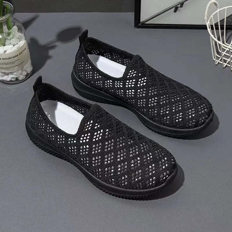صيف جديد المرأة شبكة الجوف خارج حذاء رياضي غير رسمي لينة وحيد عدم الانزلاق تنفس جولة تو الانزلاق على أحذية مشي خفيفة الوزن