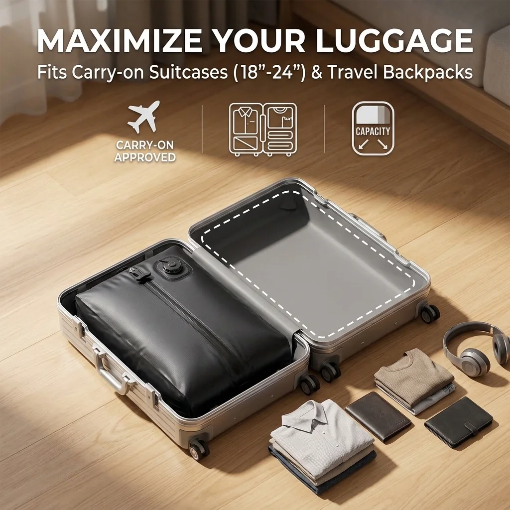 Heavy Duty TPU Airtight Vacuum Bag 25L USB C Rechargeable Auto Air Pump Travel Compression Pouch Waterproof Luggage Packing Cube