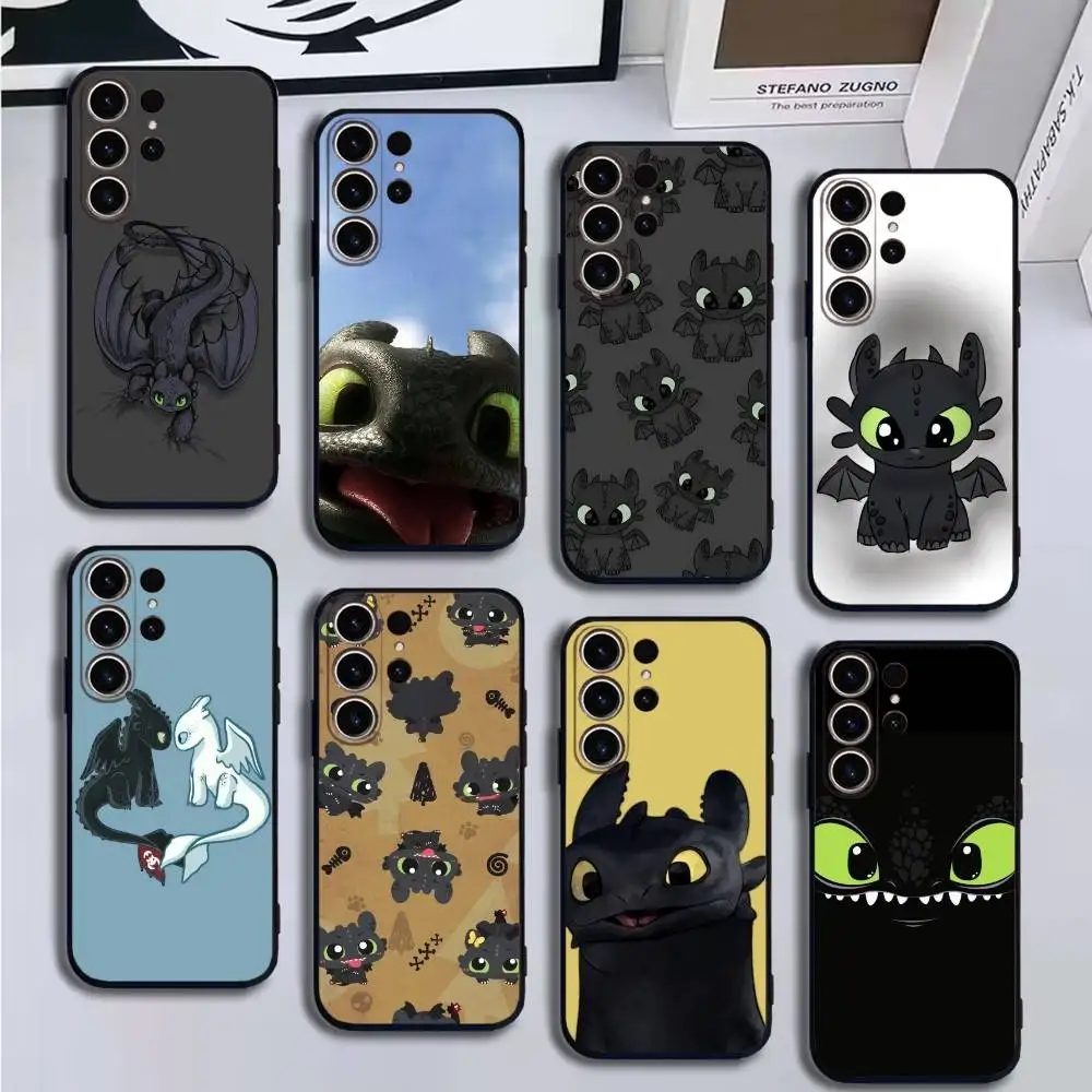 

Cartoon T-Toothless Phone Case For SamsungS25,24,21,22,23,30,Ultra,20,Plus,Fe,Lite,Note,10,9,Soft Black Cover