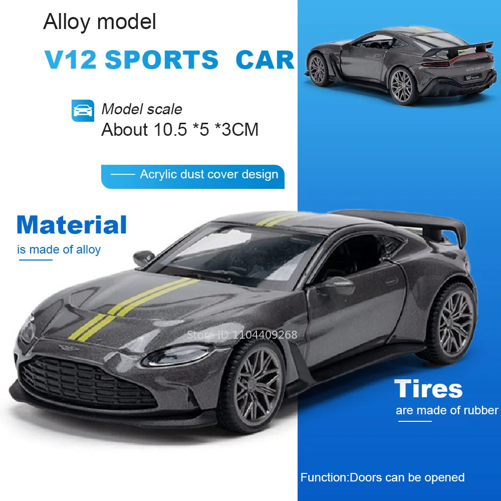 

Модель спортивного автомобиля V12 в масштабе 1:43, литая из сплава, с открывающимися 2 дверями, прочная и долговечная, с акриловым пылезащитным чехлом, для детей