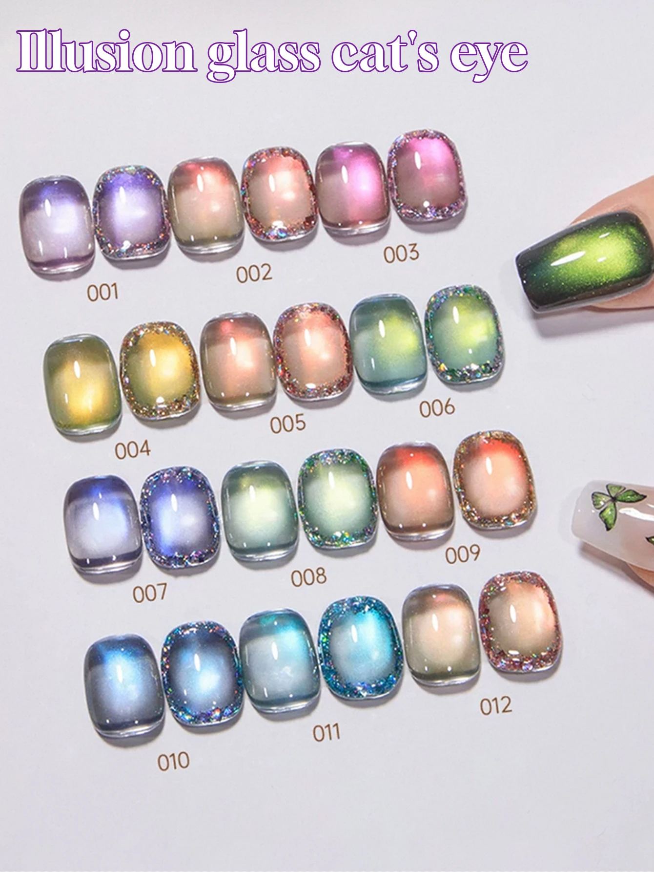 

1/12 шт. 2025 осенне-зимний набор для дизайна ногтей, женские принадлежности, салонный набор, двухцветный светильник в стиле фэнтези, стеклянная бусина, гель-лак для ногтей «кошачий глаз»