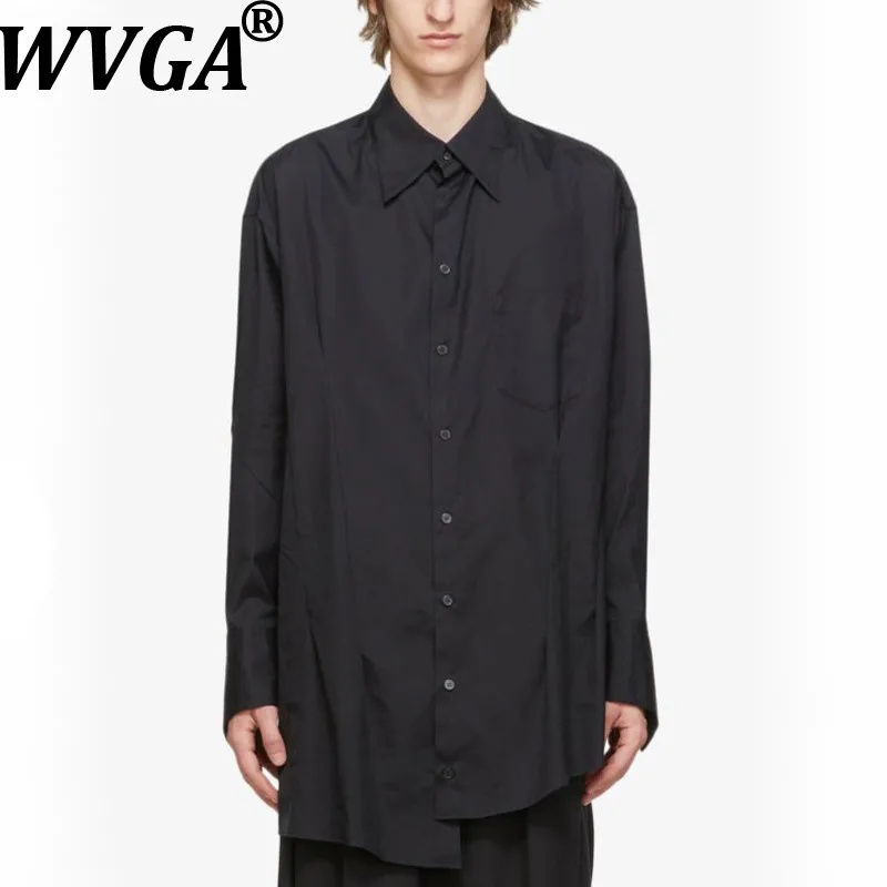 

WVGA Spring Autumn New Man Tide Irregular Trendy Oversized Long Sleeve Shirts Niche Chic Casual Turn-Down Collar Tops Ins W12982
