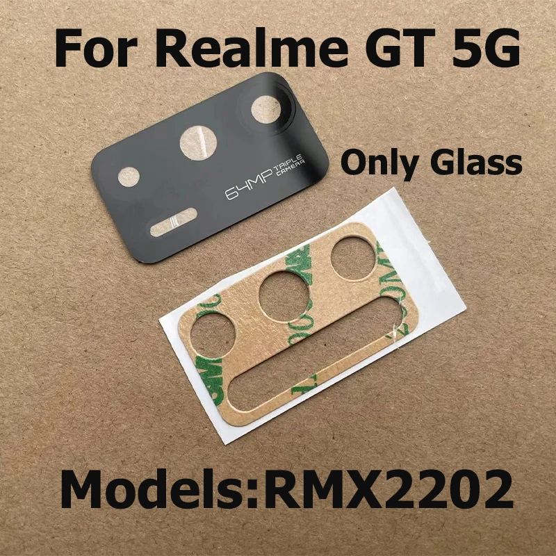 New For Realme GT 5G Back Camera Glass Lens Rear Camera Cover With Adhesive Sticker RMX2202 Replacement Parts