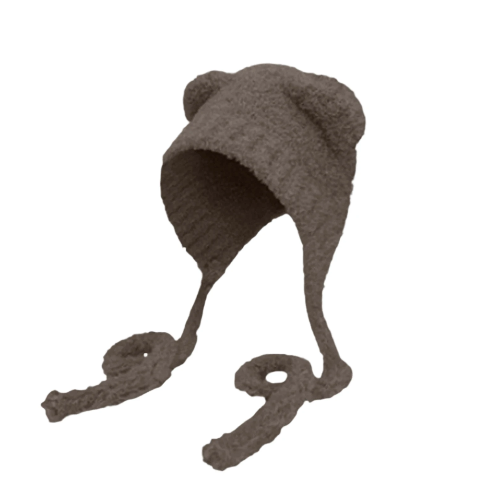 หมวกไหมพรมผู้หญิงแบบมีที่ปิดหู ป้องกันความหนาว ผลิตในเกาหลี หมวกไหมพรมนุ่ม อุ่น สำหรับฤดูหนาว หมวกบีนนี่ถักน่ารัก ลายหูหมี หมวกไหมพรมขนสัตว์ อุ่นสบาย หมวกถักแบบผูกเชือก