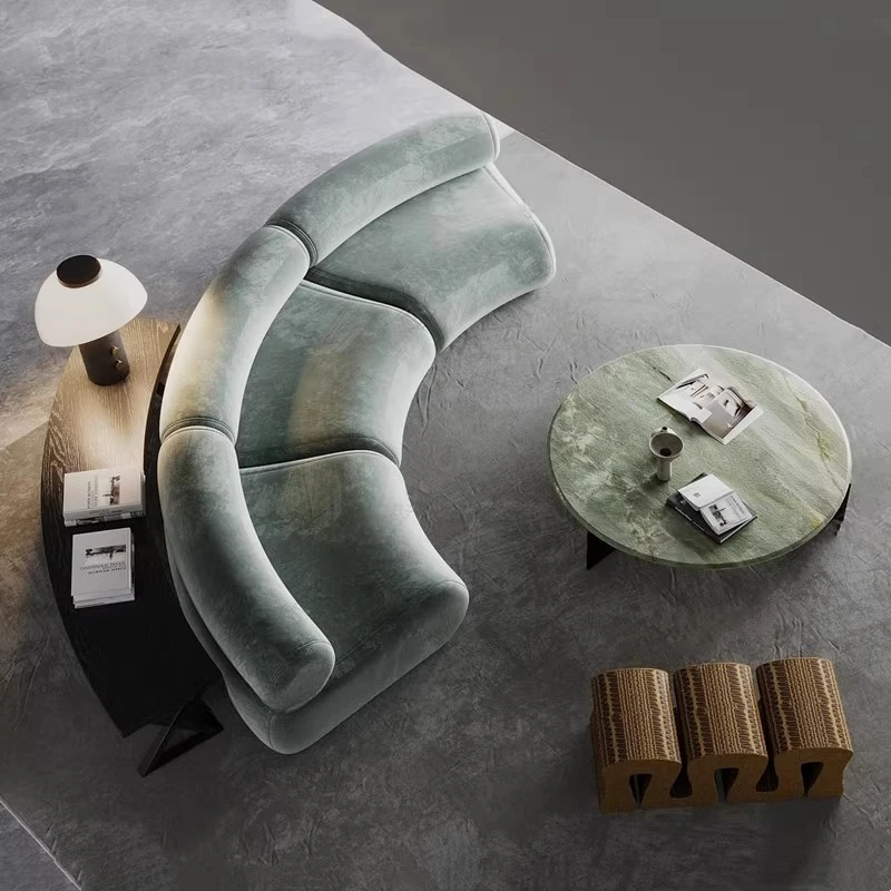 

Italian light luxury minimalist VIP room reception curved sofa hotel sales department soft sofa combination