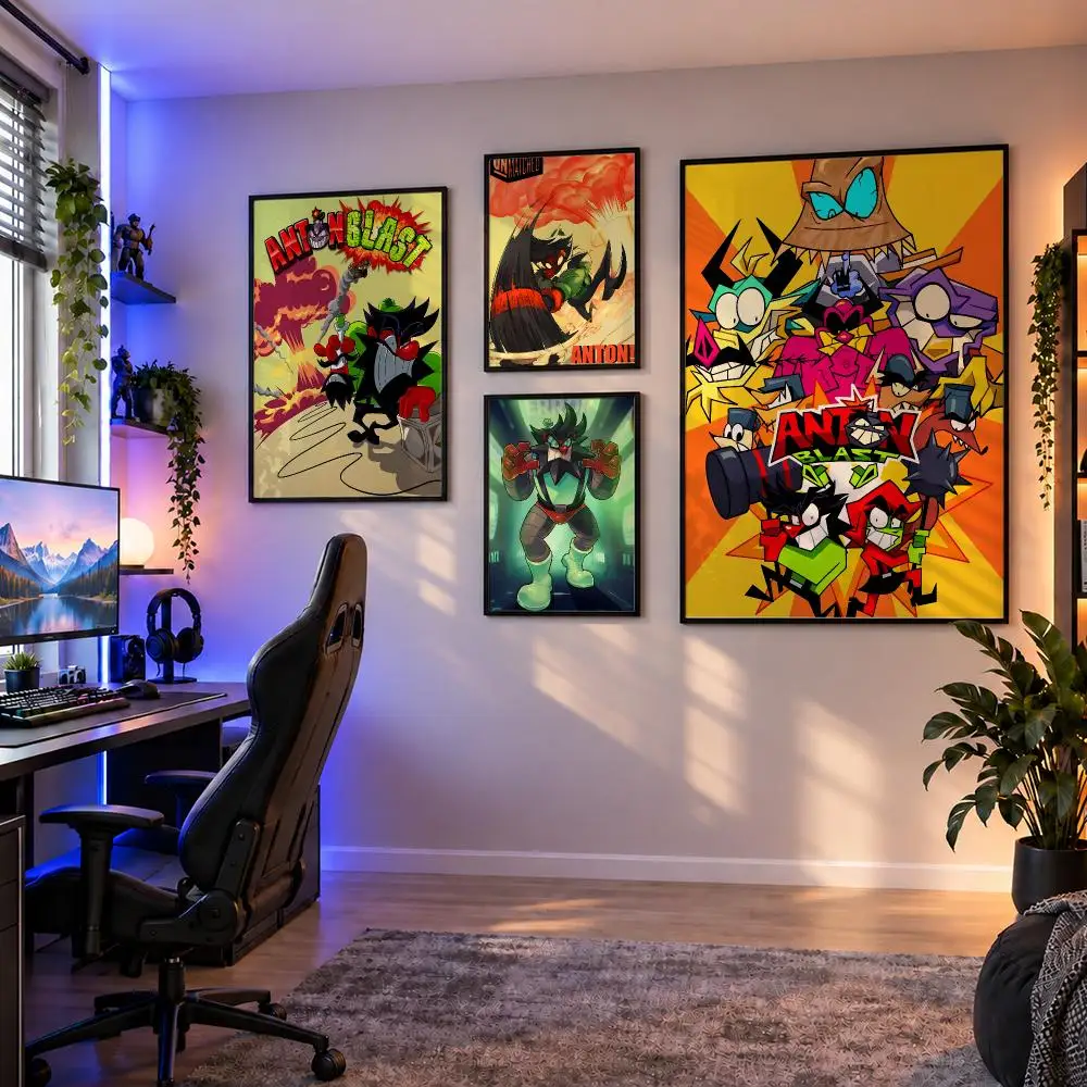 Game ANTONBLAST Dynamite Anton Annie Poster Wall Art PP Waterproof HD Self Adhesive Modern Home Decor Living Room Apartment Gift