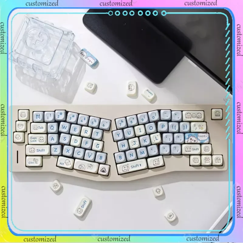 

Moa kitten mechanical keyboard keycap cute and round 145 key PBT thermal sublimation adaptation 61/65/75/87, etc