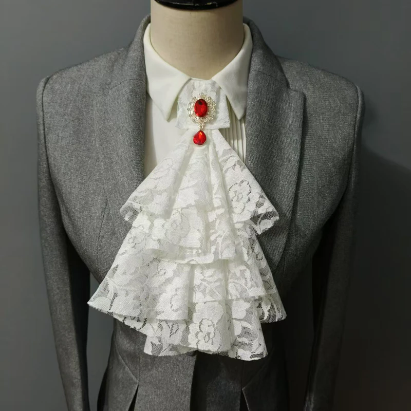 

Palace Lace Multi-layered Fake collars Rhinestone Neck Tie Detachable Ruffle Collar Cosplay Accessory Decorative Neck Collar